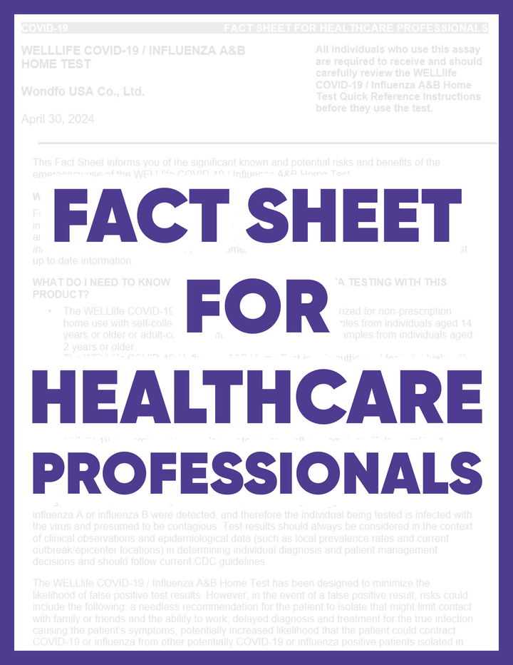 WELLlife Covid-19 / Influenza A & B Rapid Home Test Fact Sheet For Healthcare Professionals