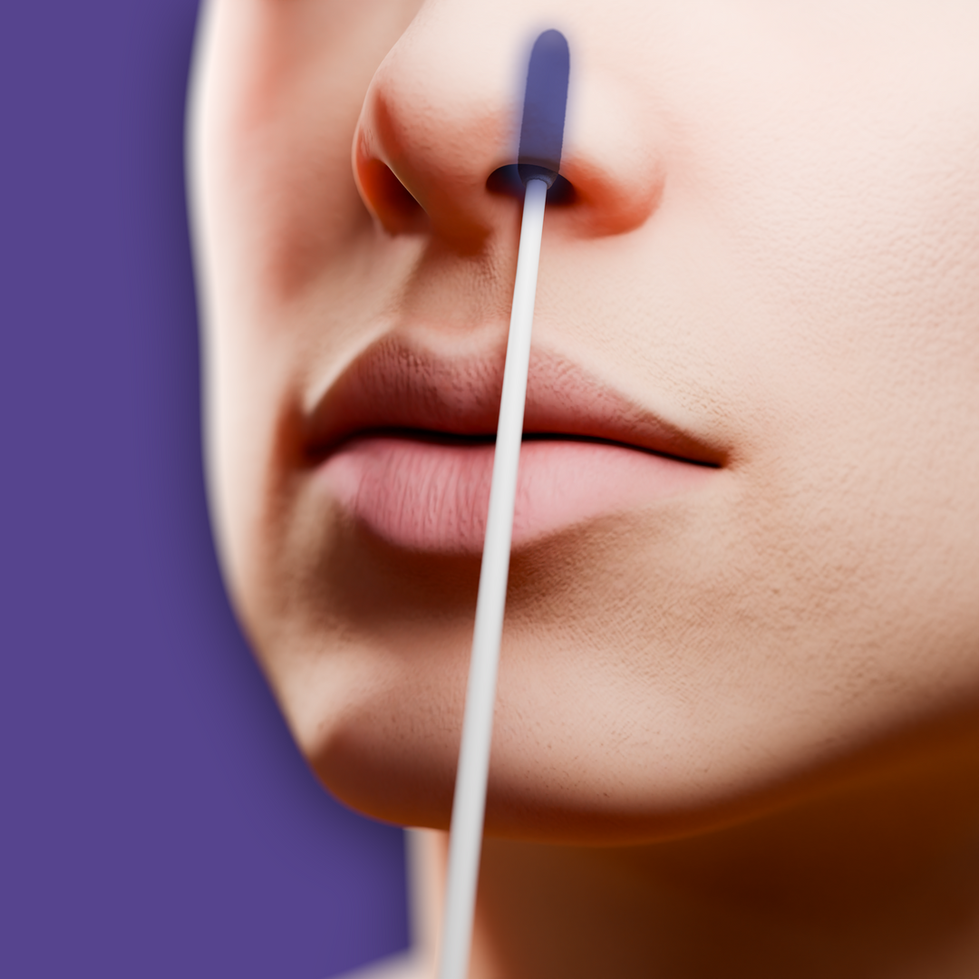 Step 1: Swab both nostrils with the provided swab for accurate sample collection