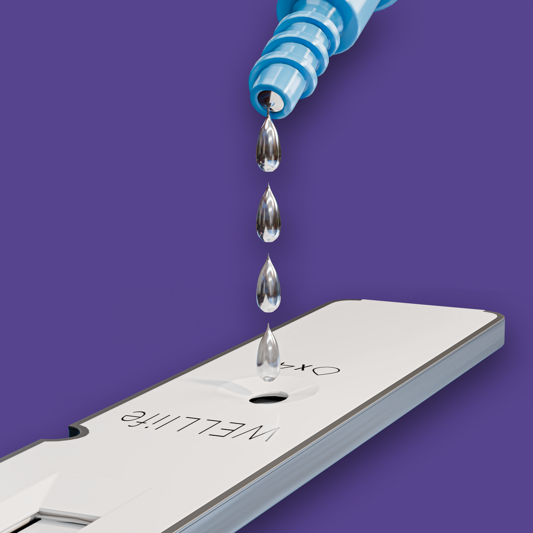 Step 3: Squeeze 4 drops of the mixed sample from the buffer tube into the test cassette.