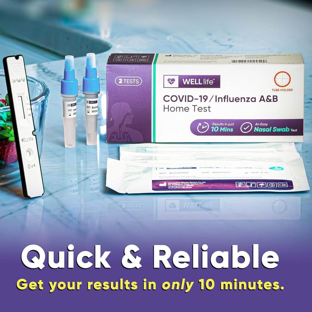 Well Life 【CLEARANCE】WELL Life™ COVID-19 / Influenza A&B Home Test, 2 Tests (EXP:2/5/2026)