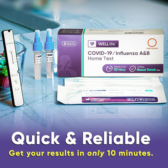 Well Life 【CLEARANCE】WELL Life™ COVID-19 / Influenza A&B Home Test, 2 Tests (EXP:2/5/2026)