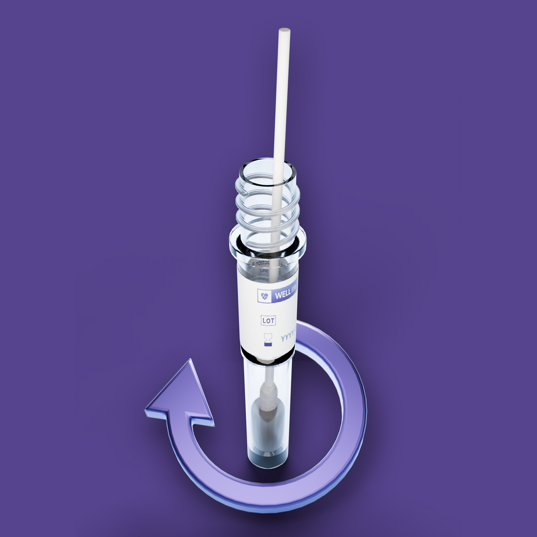 Step 2: Insert swab into buffer tube and swirl to mix the sample thoroughly.