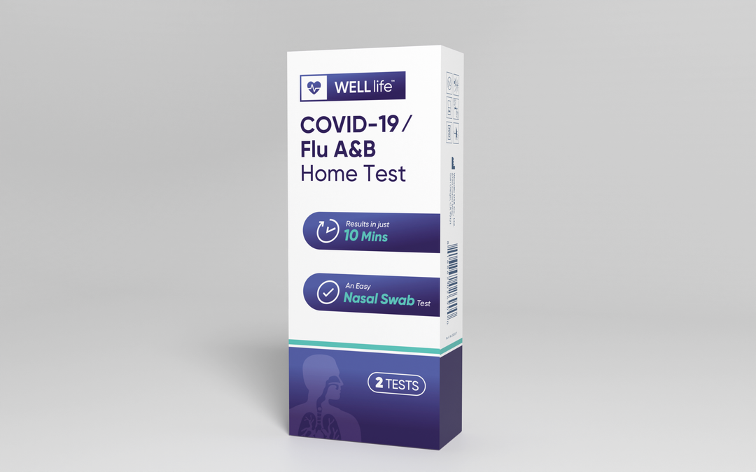 Well Life WELLlife Covid-19/Flu A&B Home Test, Covid Tests Result in 10 Minutes 3-in-1 Covid Flu Home Combo Test FDA Authorised No Discomfortable Swab Test
